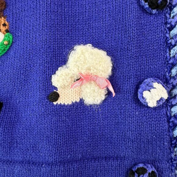 Vintage Jack B. Quick Blue Puppy Dog Applique V-Neck Cardigan Size Small - Picture 13 of 14